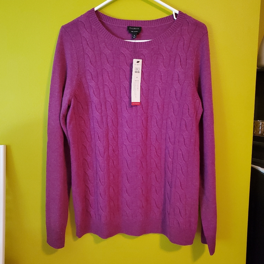 TALBOTS 💯% PURE CASHMERE SWEATER MEDIUM F.PINK